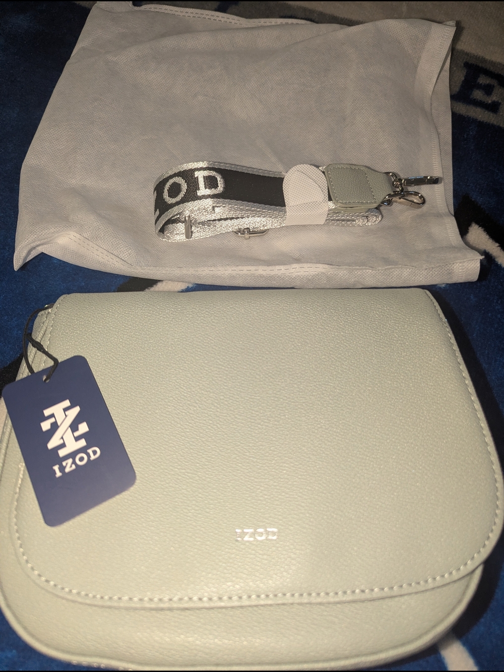 IZOD Women's Light Green Crossbody Bag with Logo Strap